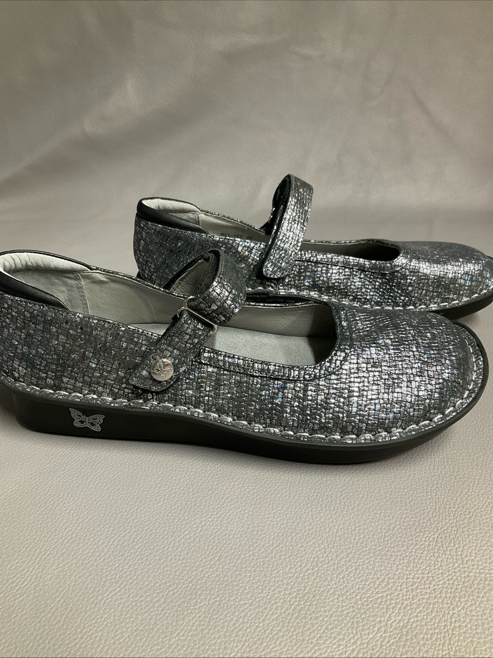 Alegria Women's Metallic Silver Mary Jane Flats